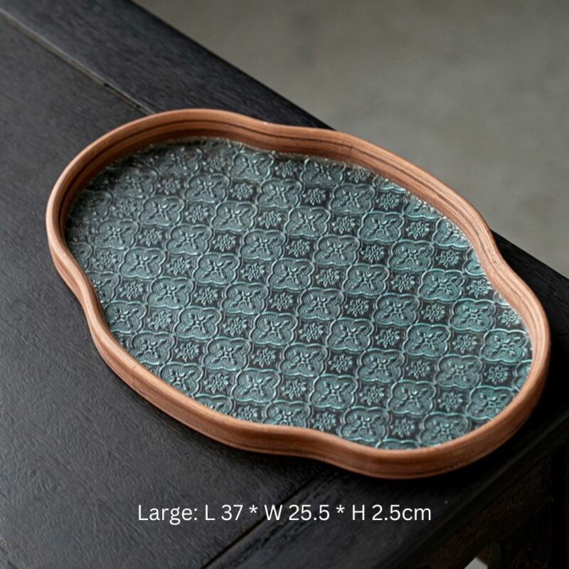 Vintage Glass Begonia Shape Tea Tray (22) Vintage Glass Begonia Shape Tea Tray