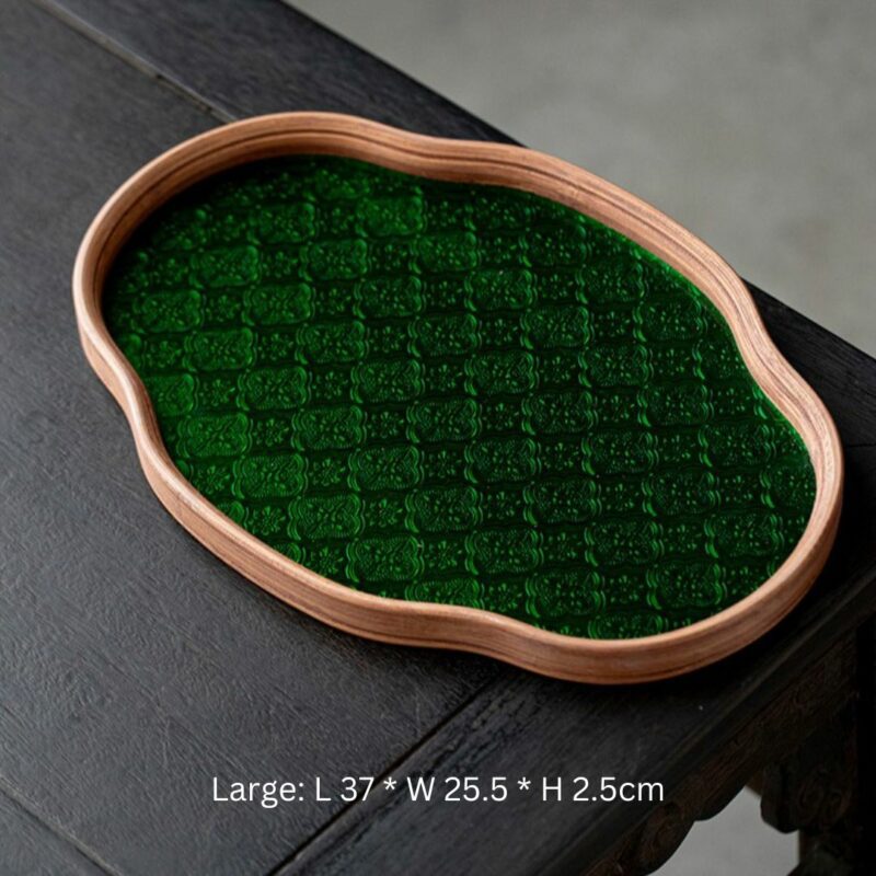 Vintage Glass Begonia Shape Tea Tray (23) Vintage Glass Begonia Shape Tea Tray