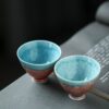 760 (1) Kiln Transmutation Handmade Gradient Glaze Ceramic Flaming Blue 70ml Tea Cup