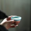 760 (3) Kiln Transmutation Handmade Gradient Glaze Ceramic Flaming Blue 70ml Tea Cup