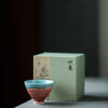 760 (4) Kiln Transmutation Handmade Gradient Glaze Ceramic Flaming Blue 70ml Tea Cup