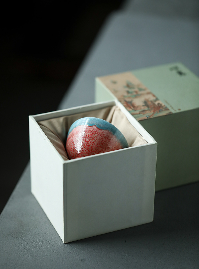 760 (5) Kiln Transmutation Handmade Gradient Glaze Ceramic Flaming Blue 70ml Tea Cup