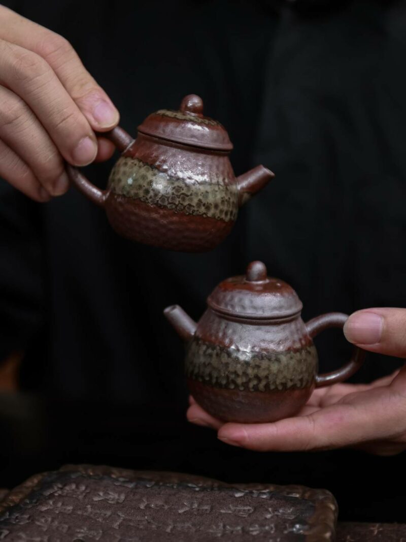 764 (1) Wood Fired Aged Rock Clay Pear 75ml Chinese Teapot