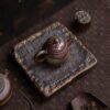 764 (4) Wood Fired Aged Rock Clay Pear 75ml Chinese Teapot