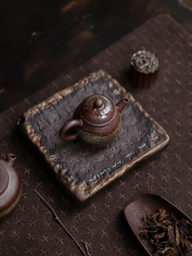 764 (4) Wood Fired Aged Rock Clay Pear 75ml Chinese Teapot