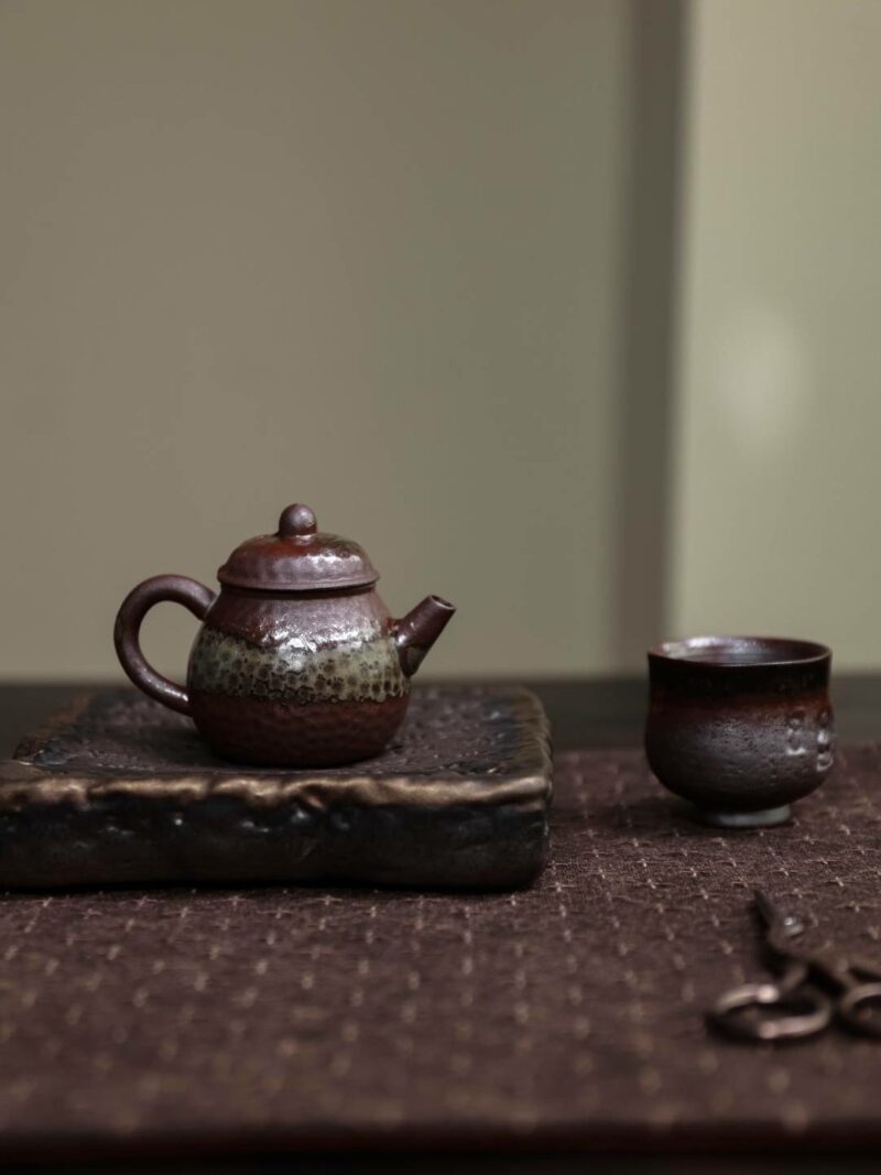 764 (5) Wood Fired Aged Rock Clay Pear 75ml Chinese Teapot