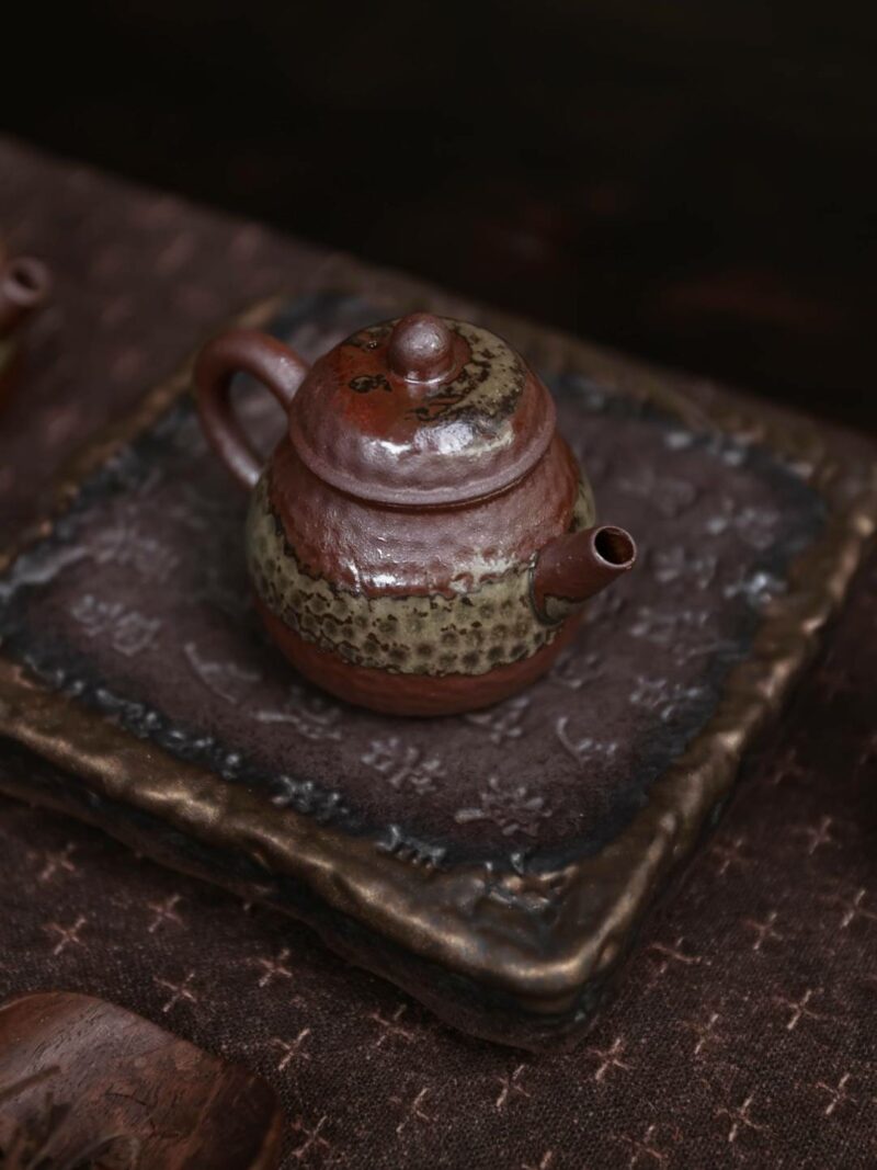 764 (6) Wood Fired Aged Rock Clay Pear 75ml Chinese Teapot