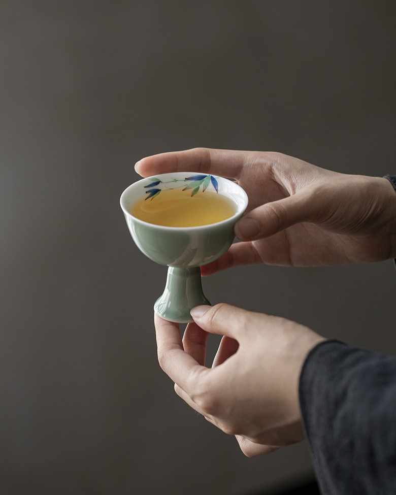 Colored Glaze Ceramic Celadon Bamboo 135ml Gaiwan (10) Colored Glaze Ceramic Celadon Bamboo 135ml Gaiwan