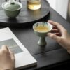 Colored Glaze Ceramic Celadon Bamboo 135ml Gaiwan (11) Colored Glaze Ceramic Celadon Bamboo 135ml Gaiwan