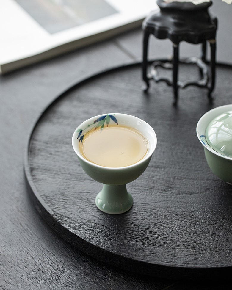 Colored Glaze Ceramic Celadon Bamboo 135ml Gaiwan (12) Colored Glaze Ceramic Celadon Bamboo 135ml Gaiwan