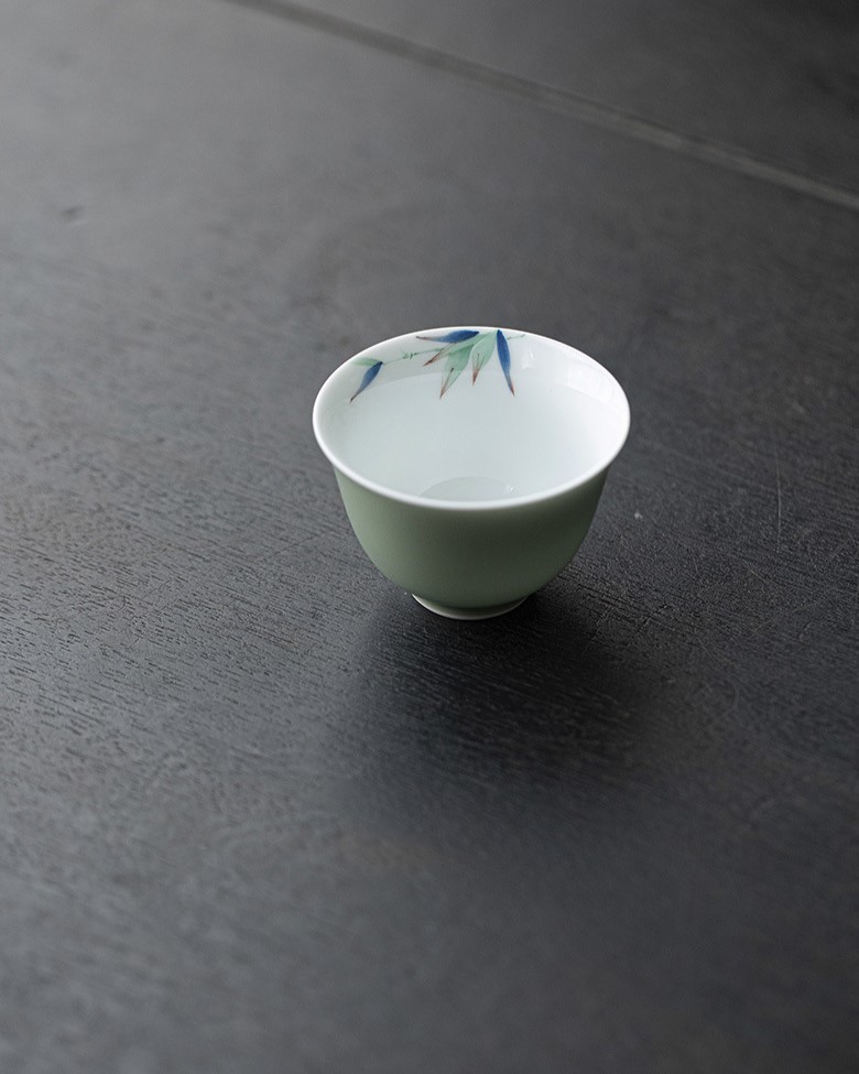 Colored Glaze Ceramic Celadon Bamboo 135ml Gaiwan (18) Colored Glaze Ceramic Celadon Bamboo 135ml Gaiwan