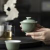 Colored Glaze Ceramic Celadon Bamboo 135ml Gaiwan (2) Colored Glaze Ceramic Celadon Bamboo 135ml Gaiwan