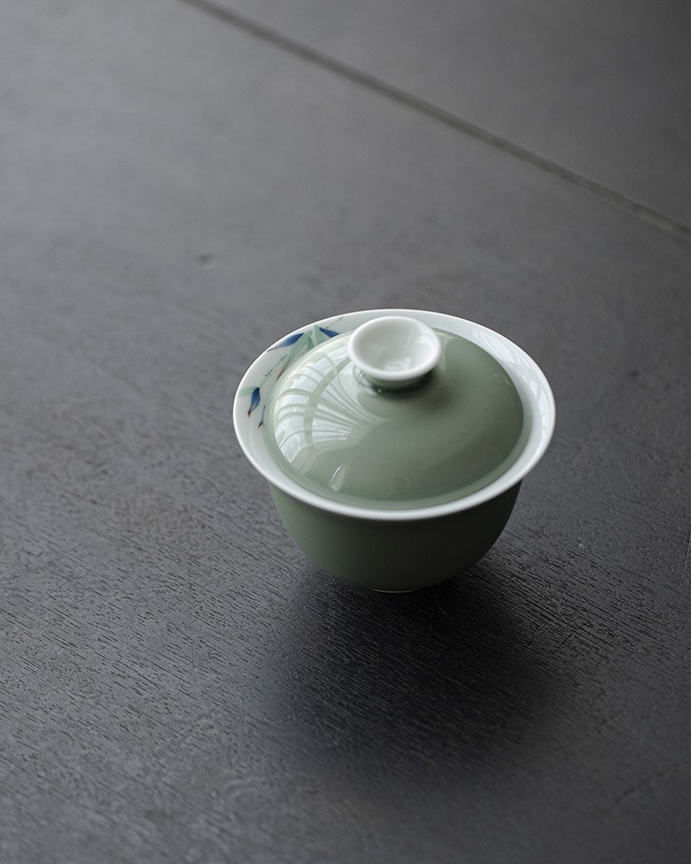 Colored Glaze Ceramic Celadon Bamboo 135ml Gaiwan (3) Colored Glaze Ceramic Celadon Bamboo 135ml Gaiwan