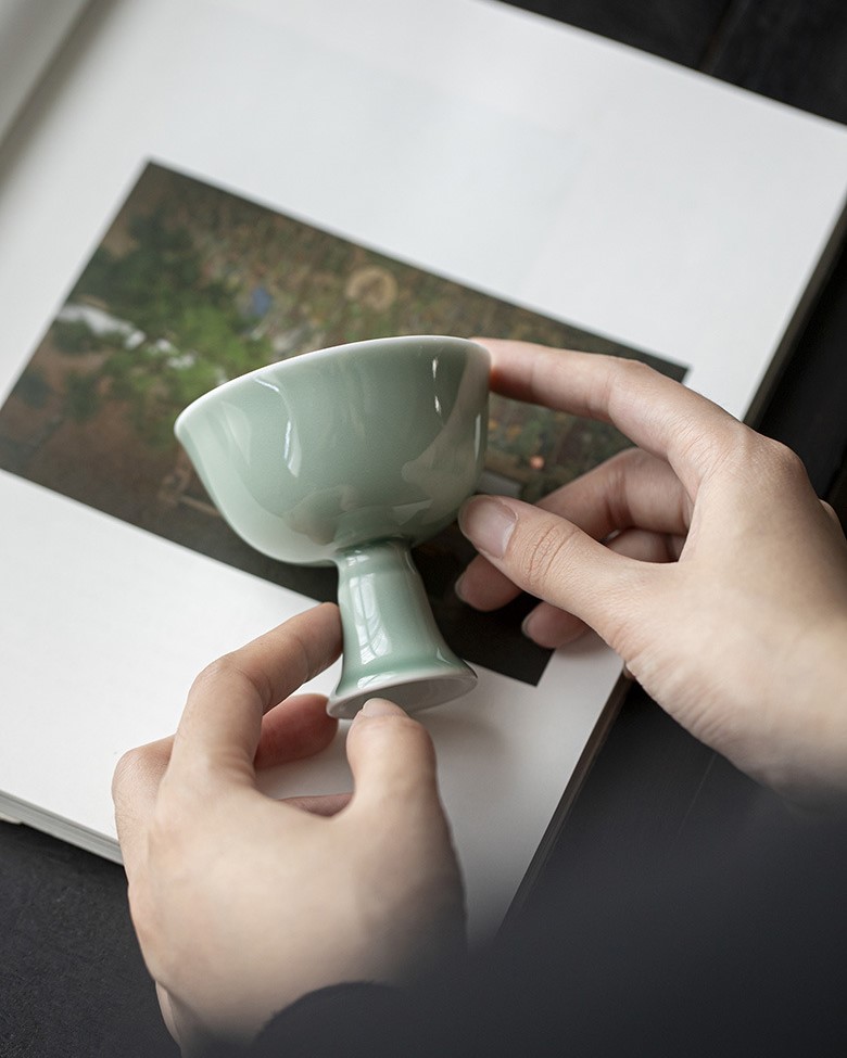 Colored Glaze Ceramic Celadon Bamboo 135ml Gaiwan (8) Colored Glaze Ceramic Celadon Bamboo 135ml Gaiwan