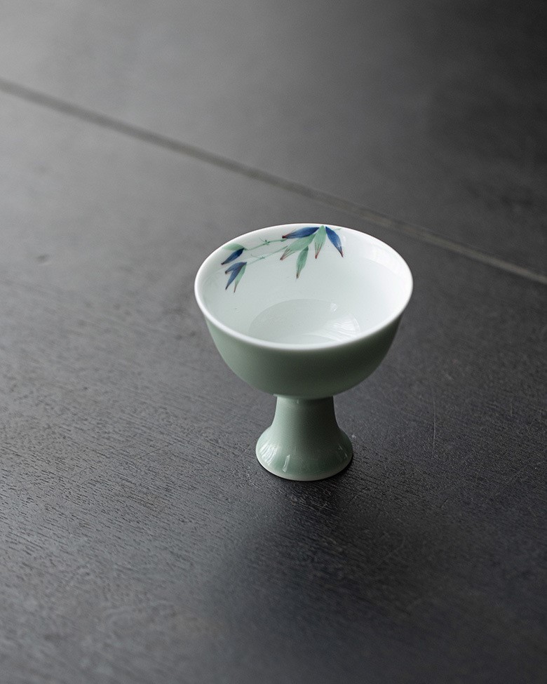 Colored Glaze Ceramic Celadon Bamboo 135ml Gaiwan (9) Colored Glaze Ceramic Celadon Bamboo 135ml Gaiwan