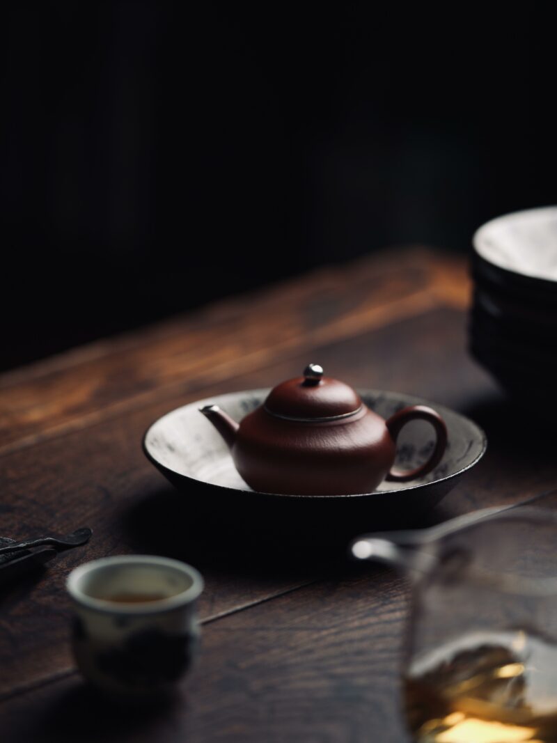 Hand Painted Calligraphy Powder Glazed Ceramic Tea Boat - Preorder Ship In 10 Days