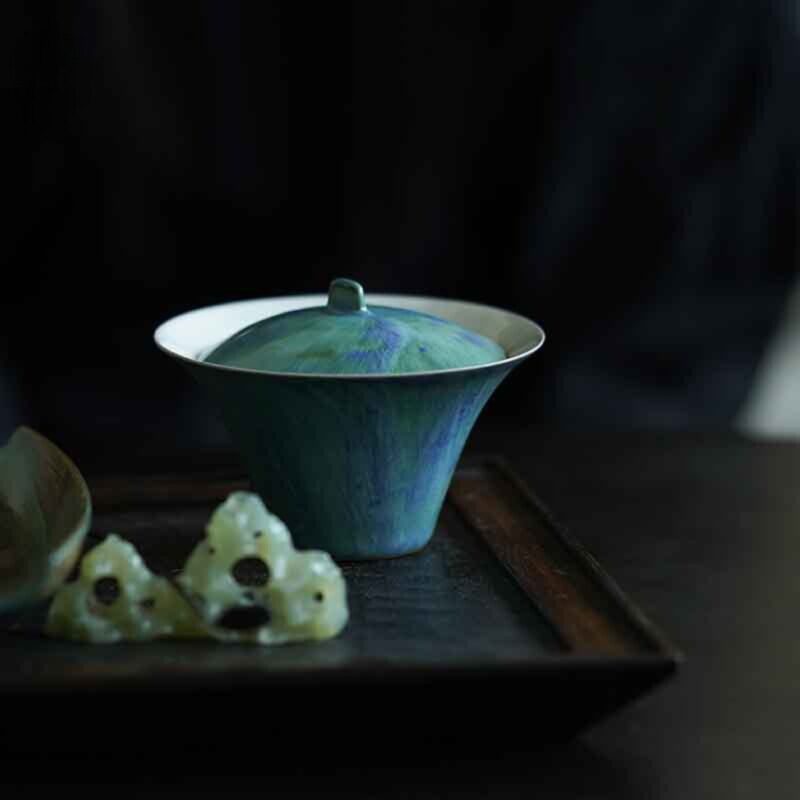 Powder Glaze Ceramic Moon River 130ml Gaiwan