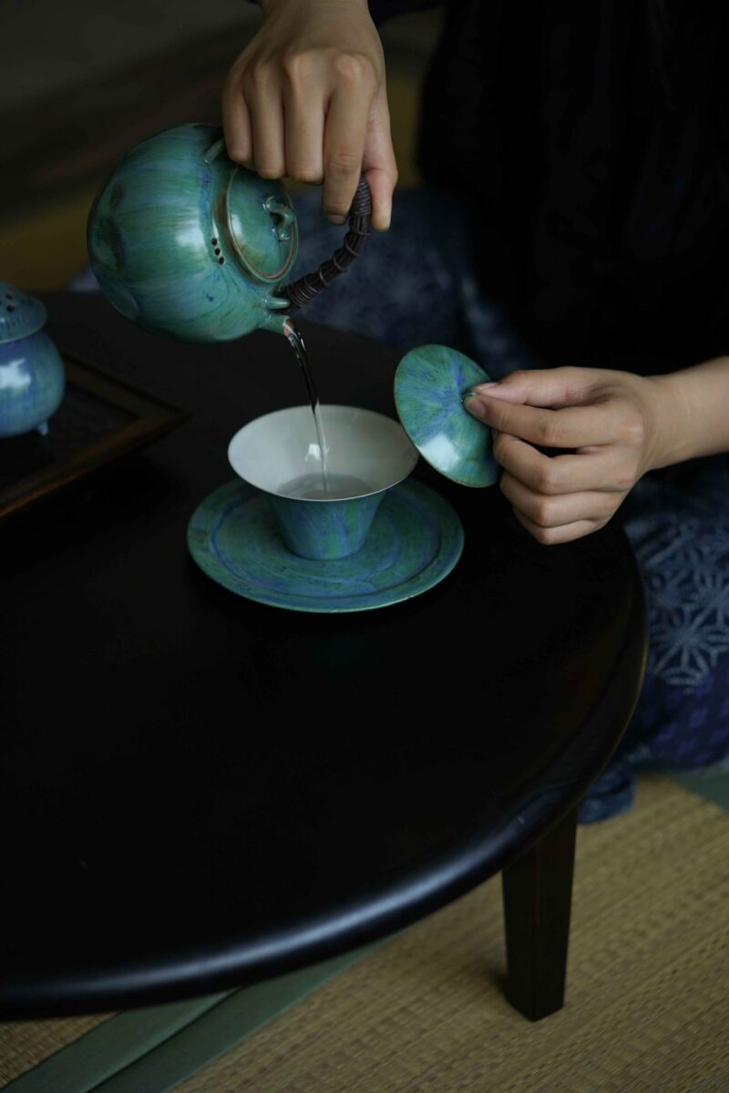 Powder Glaze Ceramic Moon River 130ml Gaiwan