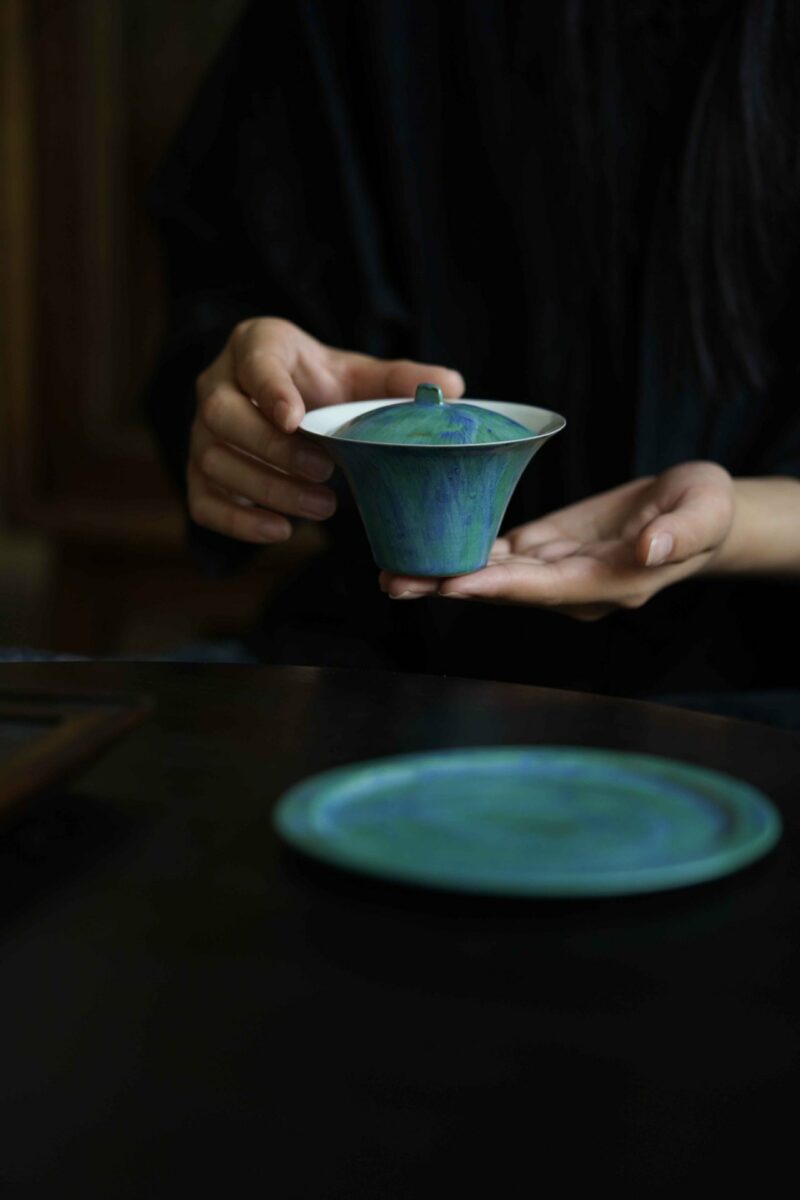 Powder Glaze Ceramic Moon River 130ml Gaiwan