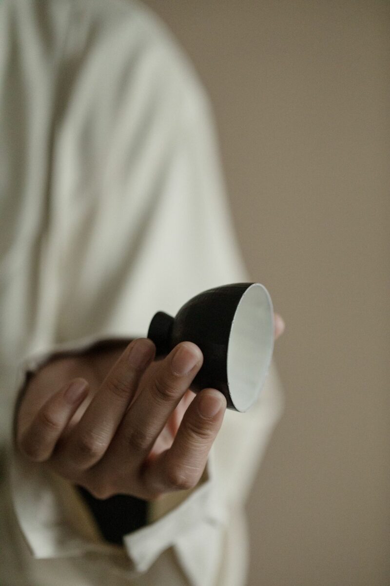 778 (12) Powder Glaze Ceramic 40ml High Foot Tea Cup