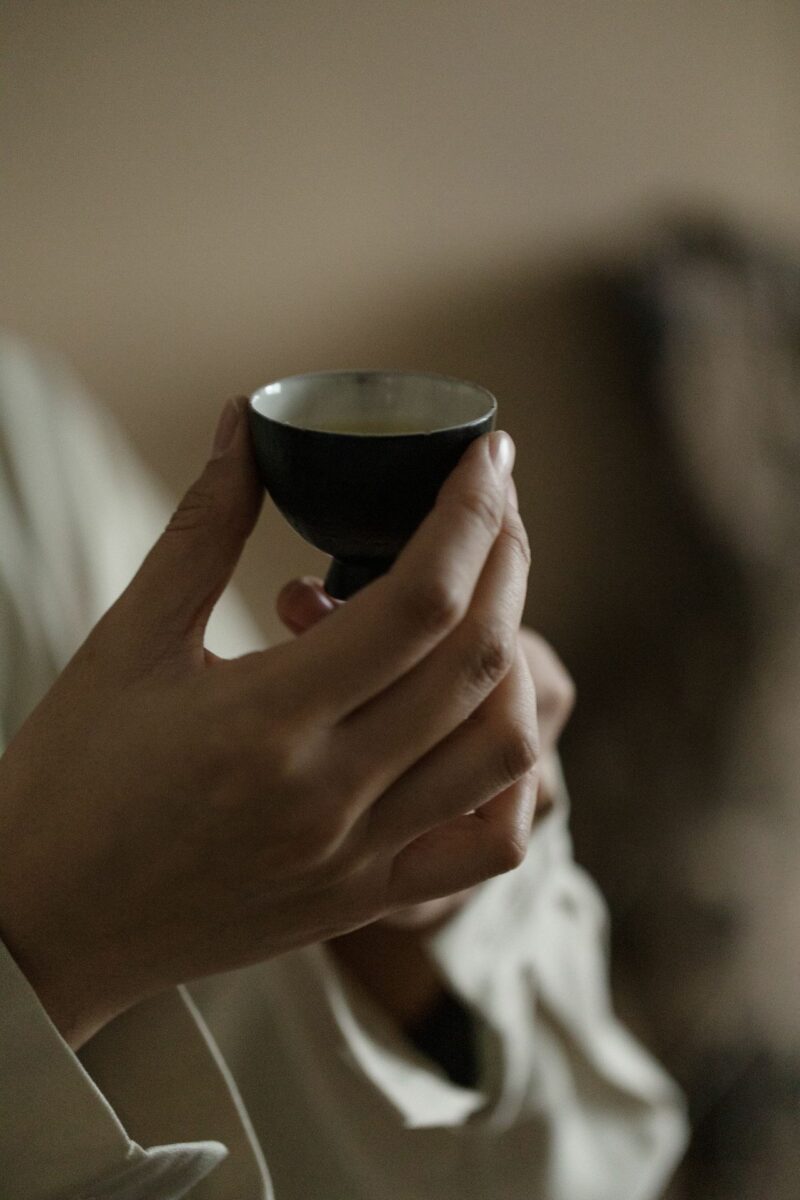 778 (14) Powder Glaze Ceramic 40ml High Foot Tea Cup