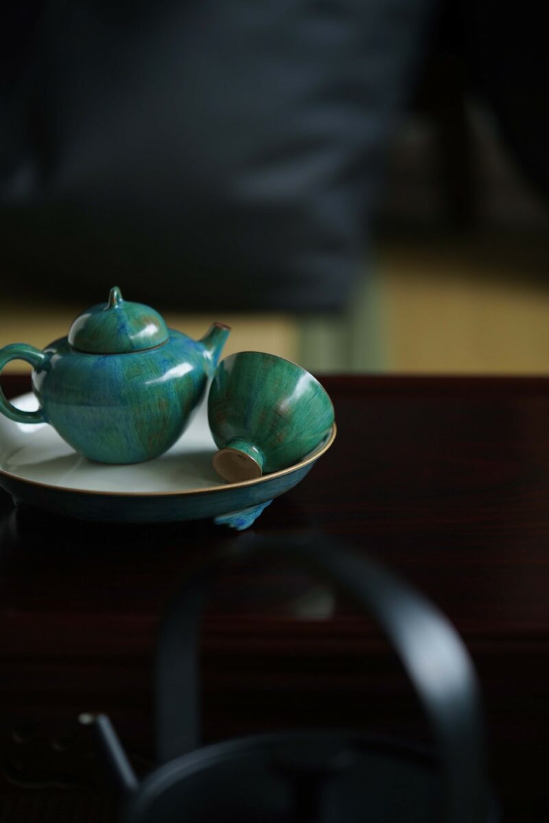 778 (16) Powder Glaze Ceramic 40ml High Foot Tea Cup