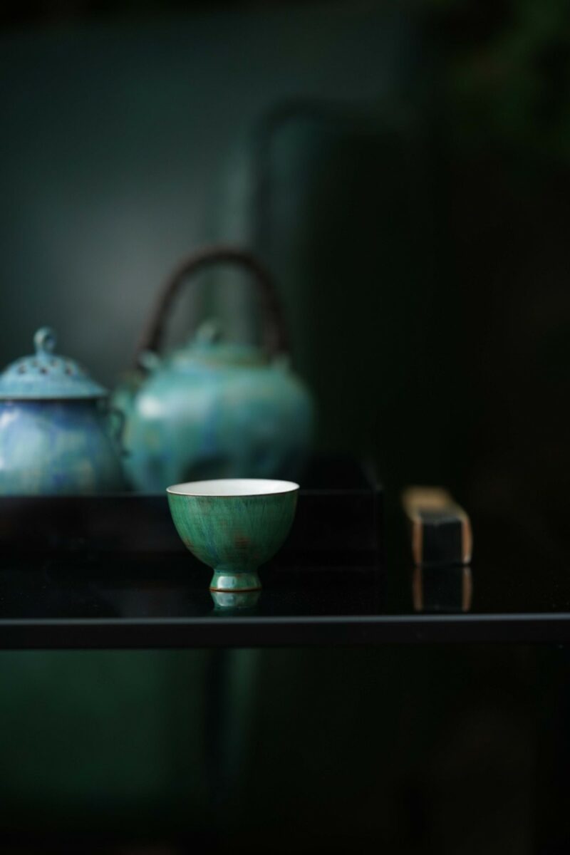 778 (17) Powder Glaze Ceramic 40ml High Foot Tea Cup