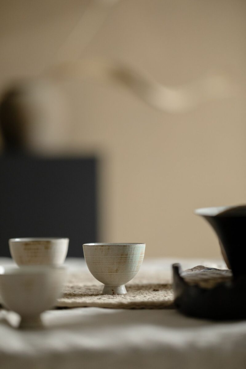 778 (19) Powder Glaze Ceramic 40ml High Foot Tea Cup