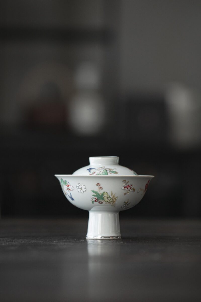 779 (3) Vintage Style Ceramic Butterfly 90ml Gaiwan