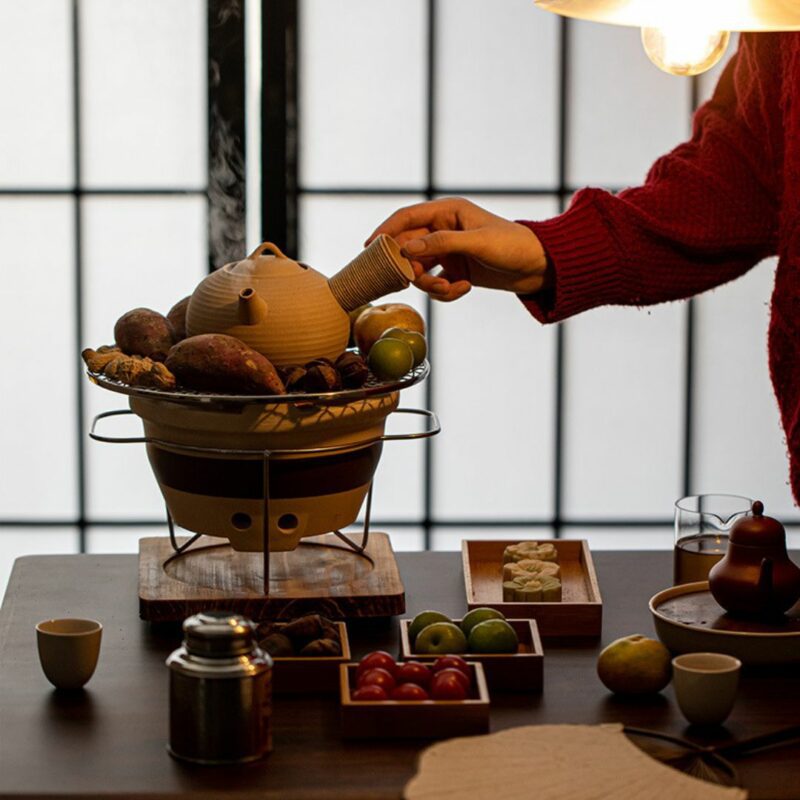 Vintage Crude Pottery  Charcoal Stove and Kettle