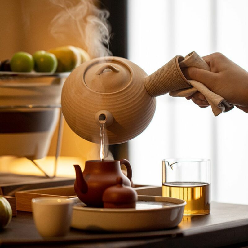 Vintage Crude Pottery  Charcoal Stove and Kettle