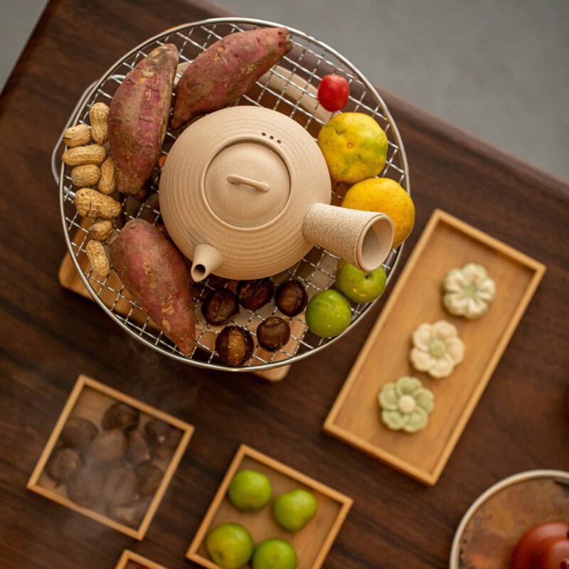 Vintage Crude Pottery  Charcoal Stove and Kettle