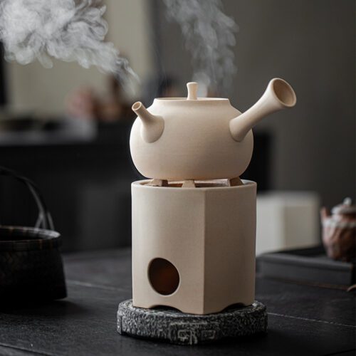 803 (8) Chaozhou Style White Clay Serenity Charcoal Stove and Kettle