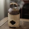 Handmade White Clay Tea Poem Charcoal Stove and Kettle