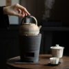 807 (3) Vintage Style Crude Pottery Xian Shan Charcoal Stove and Kettle