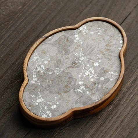 Embroidered Inlay Walnut Wood Begonia Shape Tea Boat (9) Embroidered Inlay Walnut Wood Begonia Shape Tea Boat