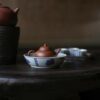 Hand-painted Qinghua Ceramic Poem Tea Boat (2) Hand-painted Qinghua Ceramic Poem Tea Boat