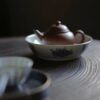 Hand-painted Qinghua Ceramic Poem Tea Boat (4) Hand-painted Qinghua Ceramic Poem Tea Boat