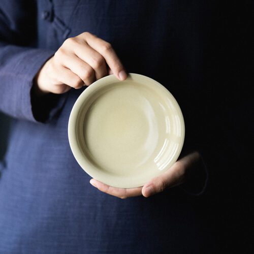 Vintage Style Ceramic Milky White Ash Glaze Tea Boat (1) Vintage Style Ceramic Milky White Ash Glaze Tea Boat