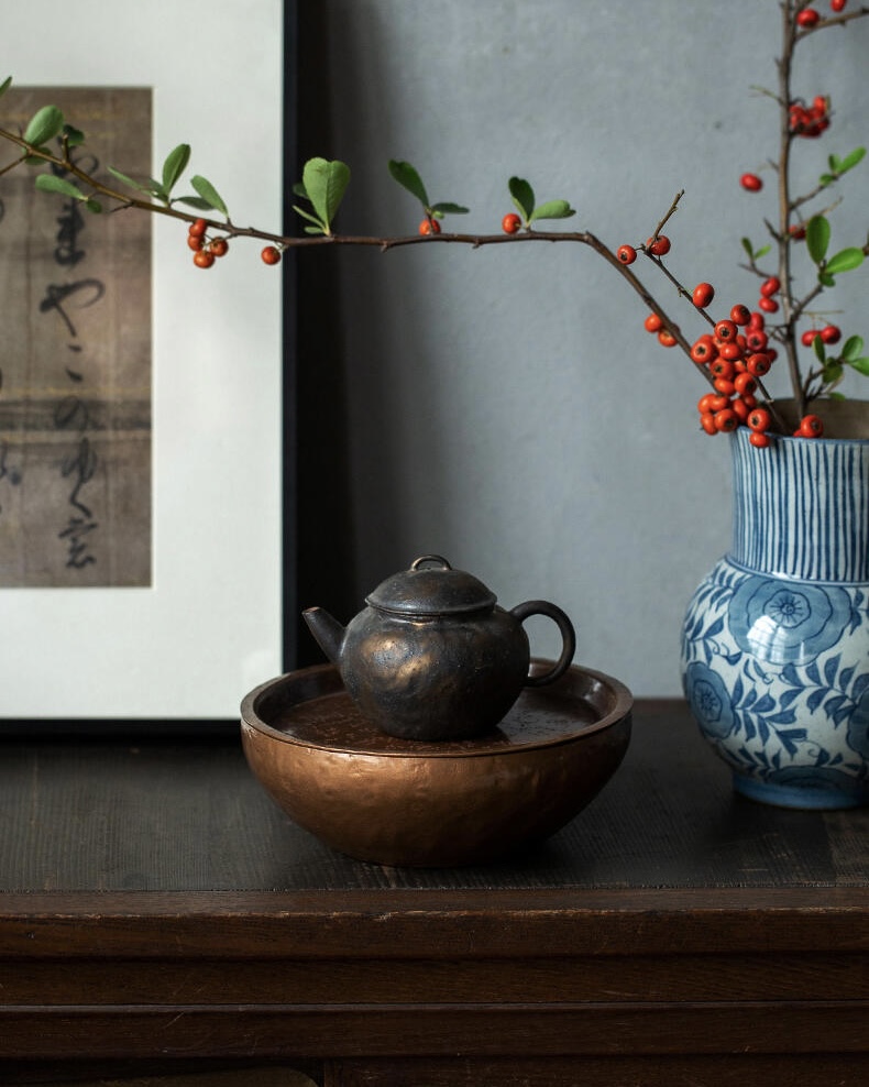 Vintage Style Red Copper Textured 420ml Tea Boat (2) Vintage Style Red Copper Textured 420ml Tea Boat