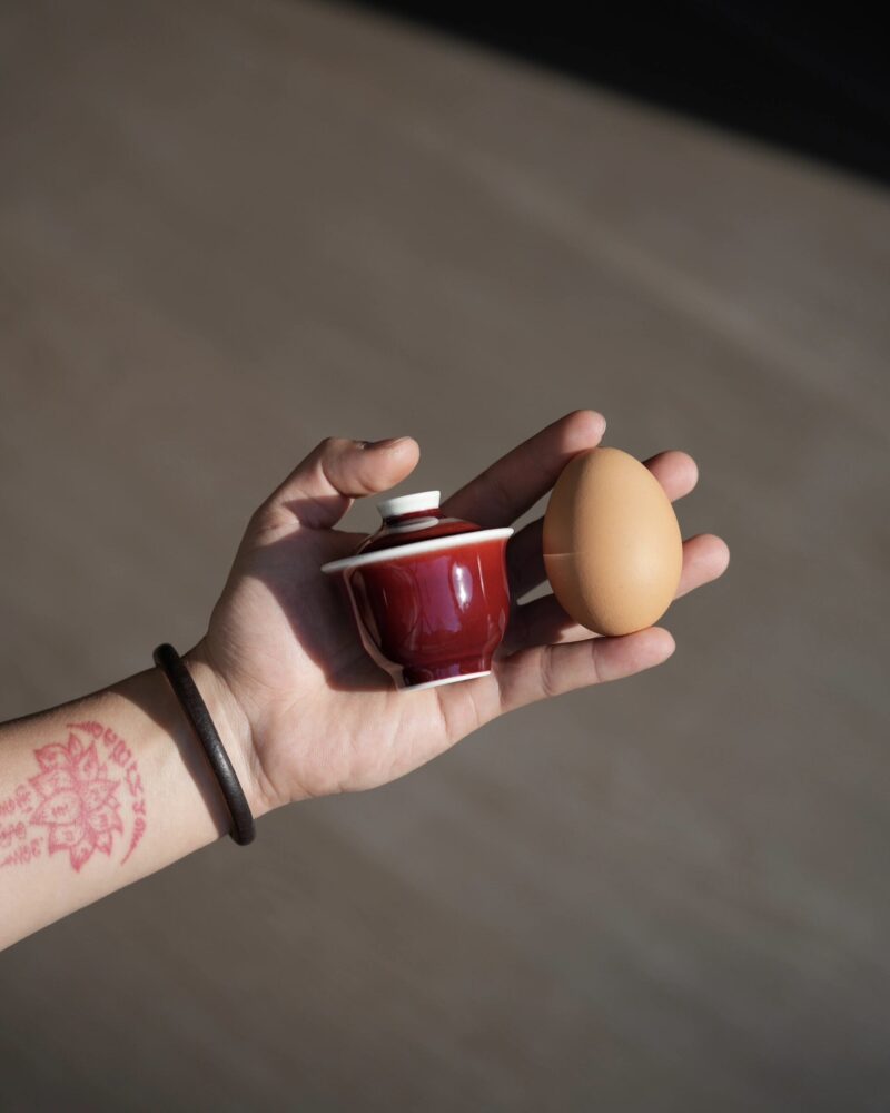 Handmade Ceramic Lang Hong 50ml Mini Gaiwan Set