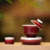 Handmade Ceramic Lang Hong 50ml Mini Gaiwan Set