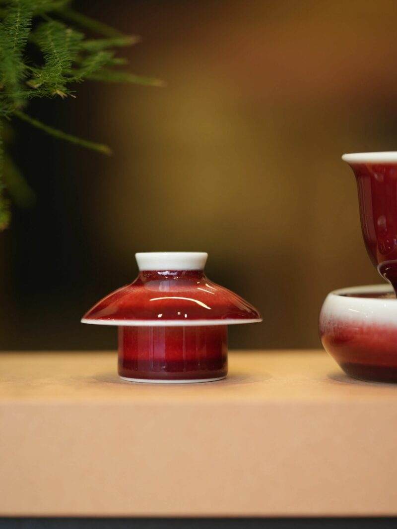 Handmade Ceramic Lang Hong 50ml Mini Gaiwan Set