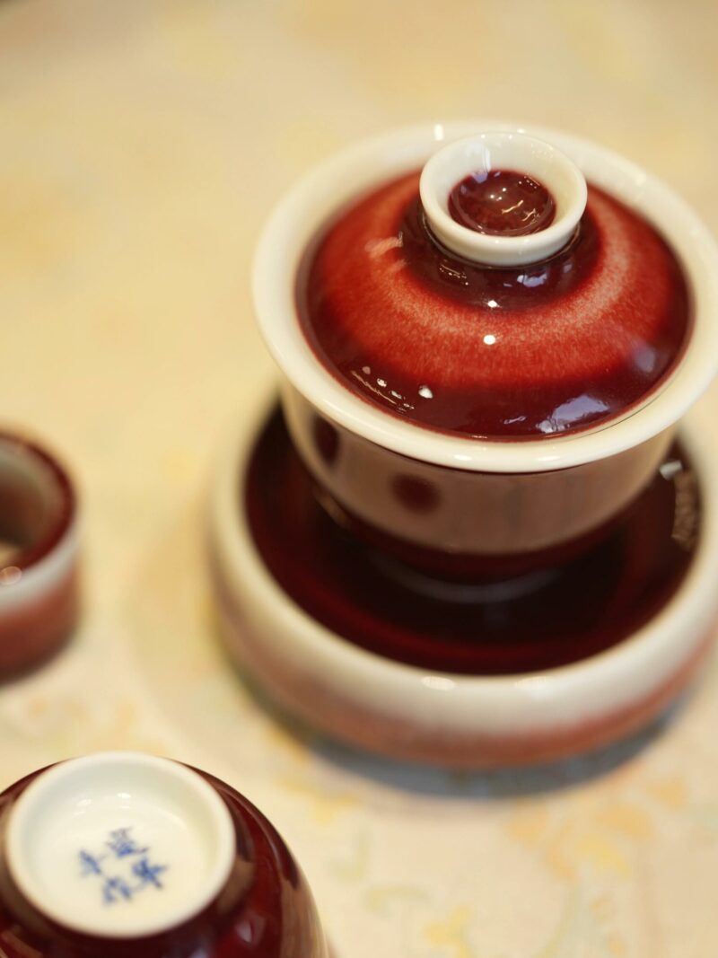 Handmade Ceramic Lang Hong 50ml Mini Gaiwan Set