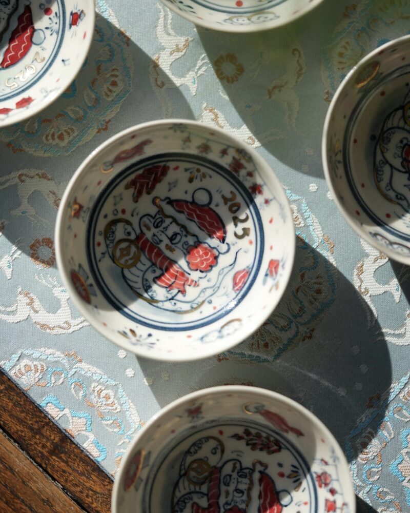 Handmade Hand-painted Ceramic Baby Snake 90ml Puerh Tea Cup CNY Version (2) Handmade Hand-painted Ceramic Baby Snake 90ml Puerh Tea Cup CNY Version