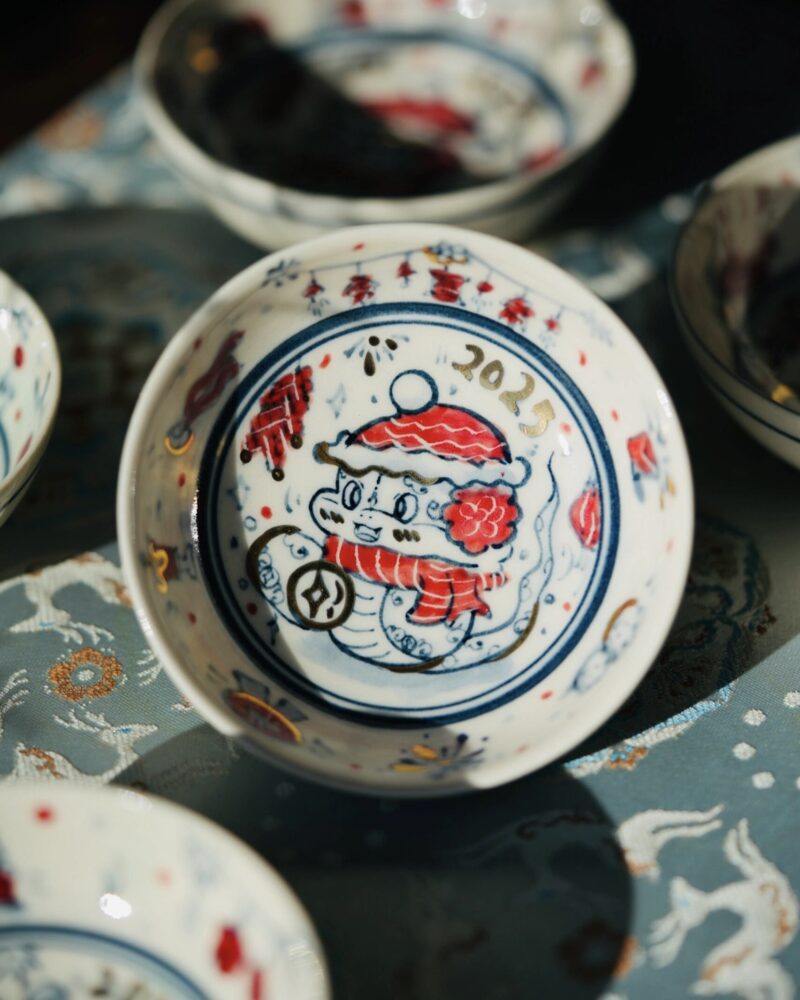 Handmade Hand-painted Ceramic Baby Snake 90ml Puerh Tea Cup CNY Version (3) Handmade Hand-painted Ceramic Baby Snake 90ml Puerh Tea Cup CNY Version