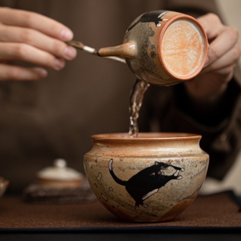 12 Soda Fired Gradient Glaze Ceramic Kitten 160ml FairCup GongDao Bei