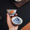Hand-painted Qinghua Ceramic Carp Sailing 80ml Host Tea Cup