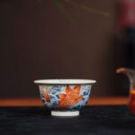 Hand-painted Qinghua Ceramic Carp Sailing 80ml Host Tea Cup