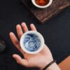 Hand-painted Qinghua Ceramic Carp Sailing 80ml Host Tea Cup